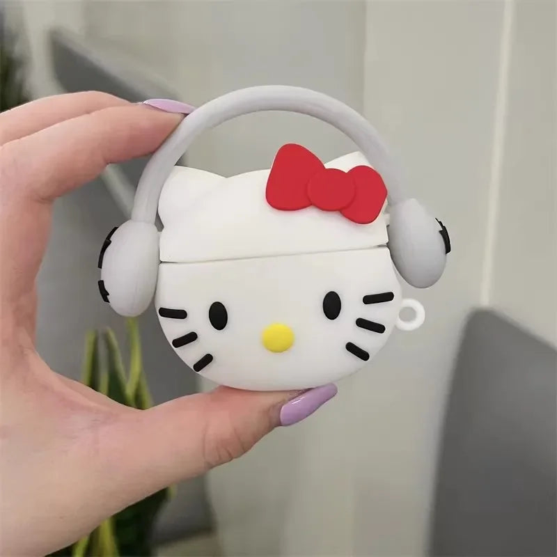 For Airpods 1 2 3 4 Pro Pro 2 Pro 3 KT Kuromi Melody Listen to Music Silicone Earphone Case Accessories Cover