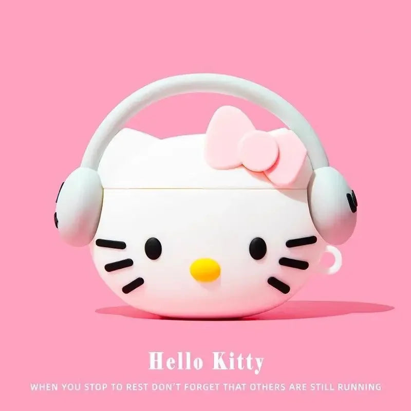 For Airpods 1 2 3 4 Pro Pro 2 Pro 3 KT Kuromi Melody Listen to Music Silicone Earphone Case Accessories Cover