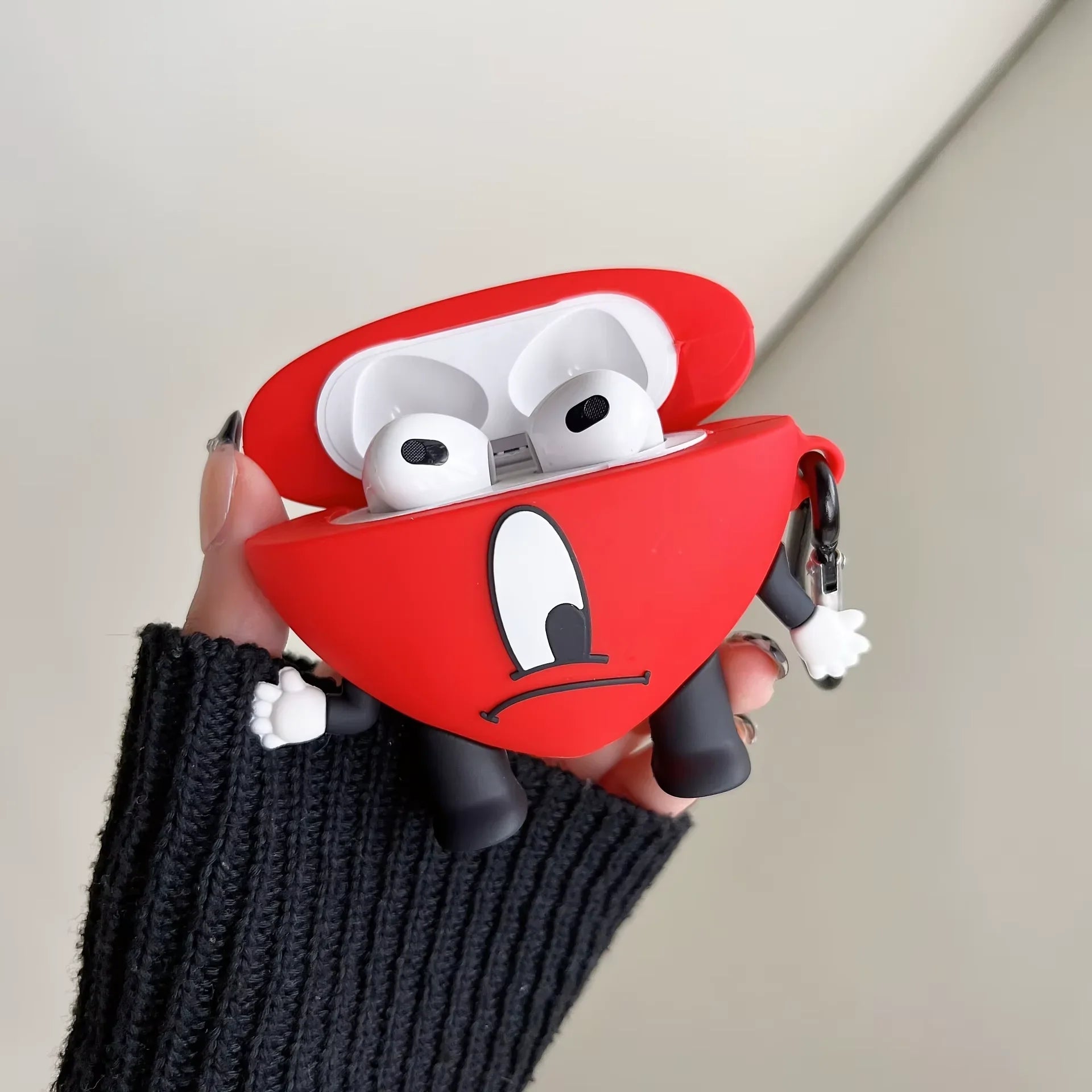 Cartoon Red Heart for Apple Airpods Pro 2 Wireless Earphone Protector for Airpods 1 2 3 Silicone Earphone Case with Keychain
